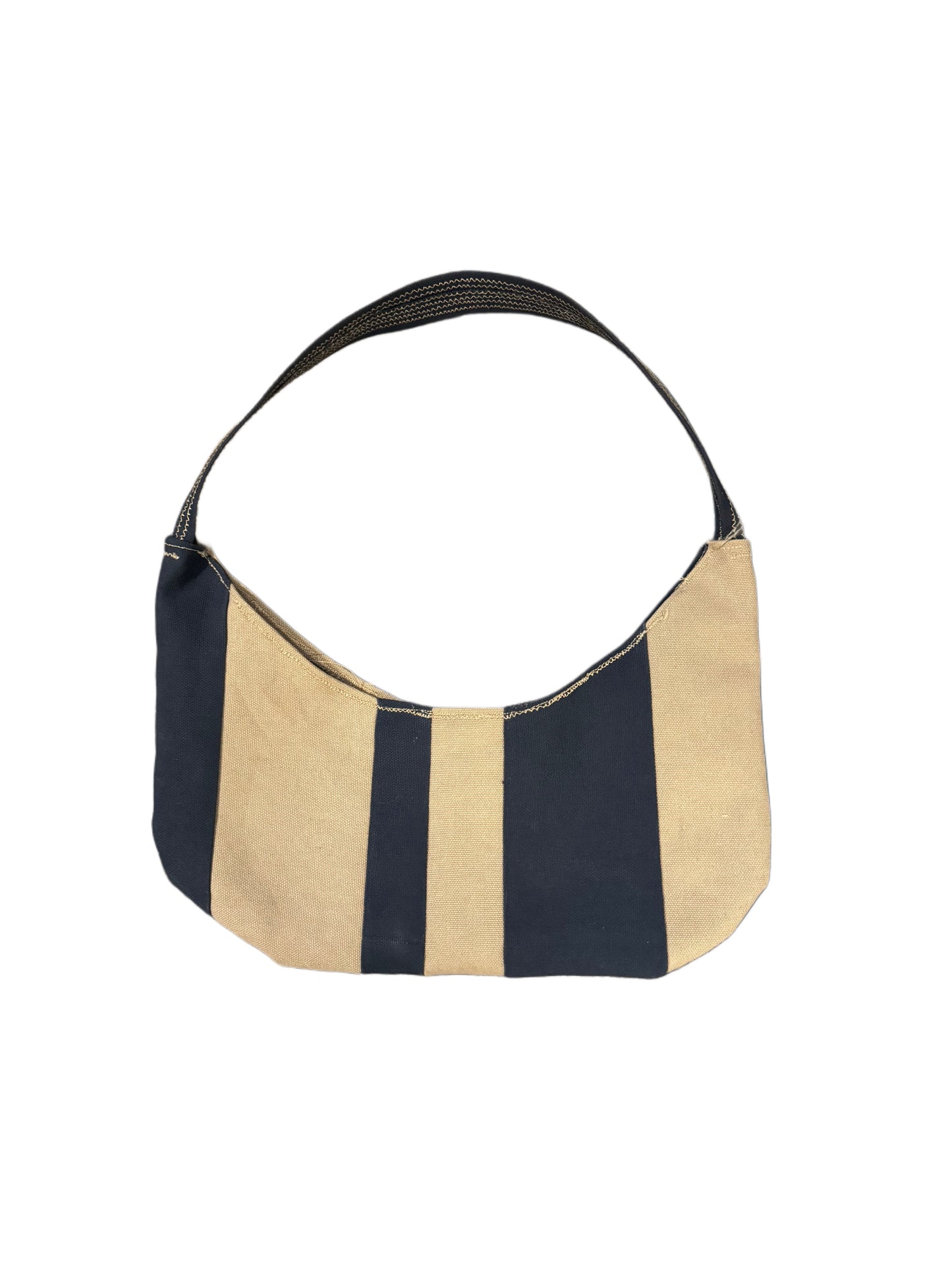 Patchwork Striped Crescent Handbag