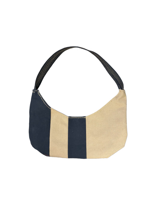 Patchwork Striped Crescent Handbag